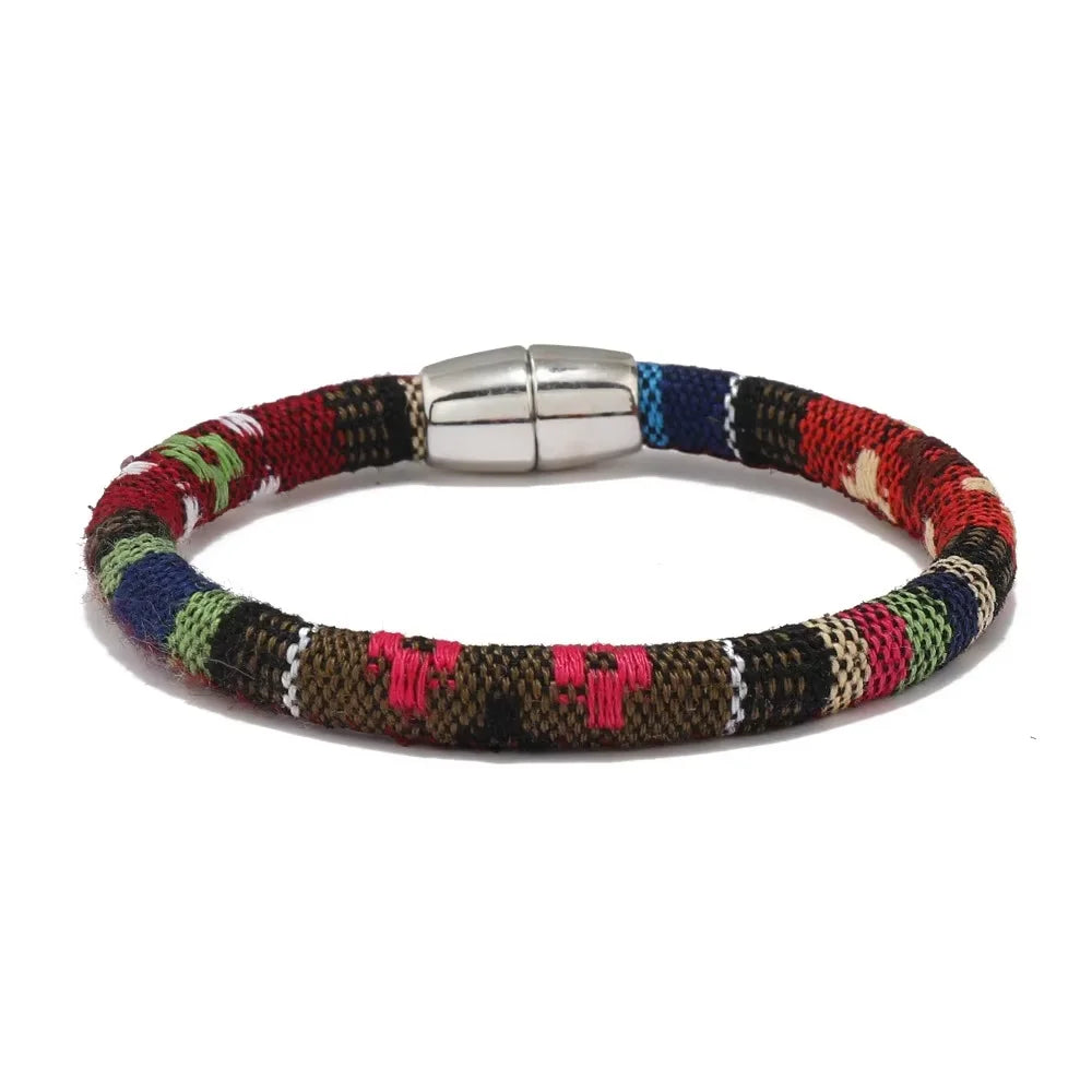 Wild Rose Bracelet hand-crocheted in Kathmandu Valley; a fair trade piece with colorful patterns.